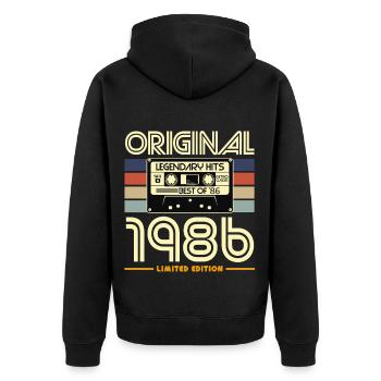 Original 1986 Vintage Cassette - Veste à capuche bio Premium Unisexe - noir - Dos - Nico (187cm)