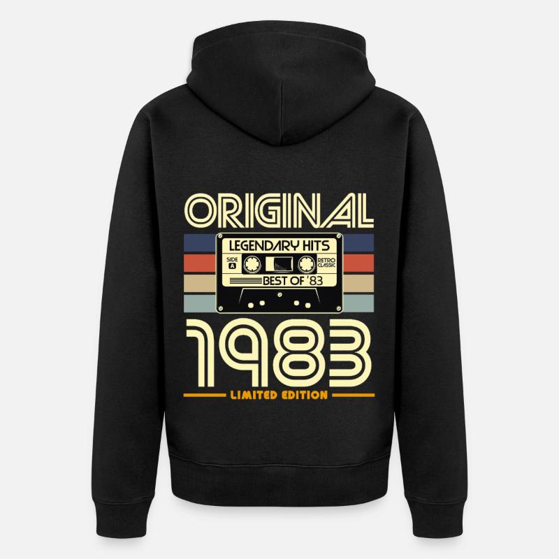 Original 1983 Cassette Rétro - Veste à capuche bio Premium Unisexe - noir