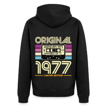Original 1977 Cassette Rétro - Veste à capuche bio Premium Unisexe - noir - Dos - Nico (187cm)