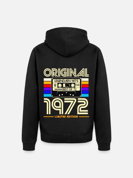1972 Limited Edition Cassette - Unisex Premium Organic Zip Hoodie - black