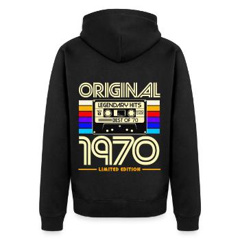 Original 1970 Cassette Retro Édition - Veste à capuche bio Premium Unisexe - noir - Dos - Nico (187cm)