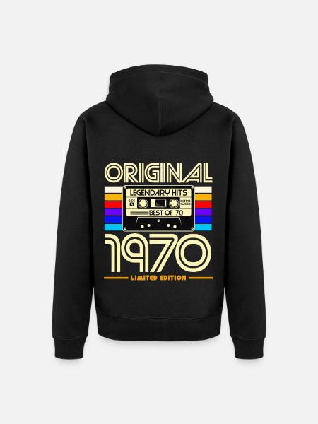Original 1970's Cassette Retro Edition - Unisex Premium Organic Zip Hoodie - black