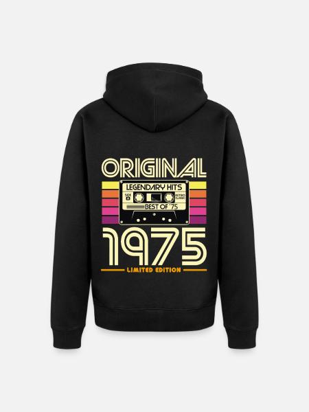 Original 1975 Cassette Limited - Unisex Premium Organic Zip Hoodie - black