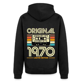 Original 1970 Édition Limitée - Veste à capuche bio Premium Unisexe - noir - Dos - Nico (187cm)