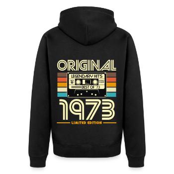 Original 1973 – Limited Retro Hits - Unisex Premium Organic Zip Hoodie - black - Back - Nico (187cm)