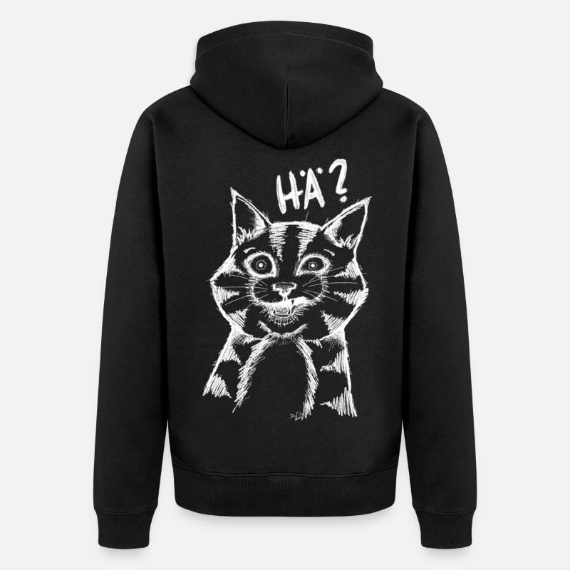 HÄ CAT - Unisex Premium Bio Zip Hoodie - Schwarz