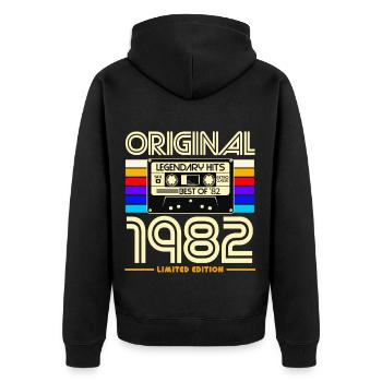 Original 1982 Edition Cassette - Unisex Premium Organic Zip Hoodie - black - Back - Nico (187cm)
