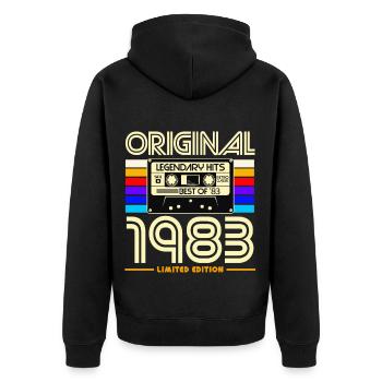 Original 1983 Retro Cassette - Veste à capuche bio Premium Unisexe - noir - Dos - Nico (187cm)