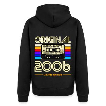 Originale Retro-Kassette von 2006 - Unisex Premium Bio Zip Hoodie - Schwarz - Hinten - Nico (187cm)