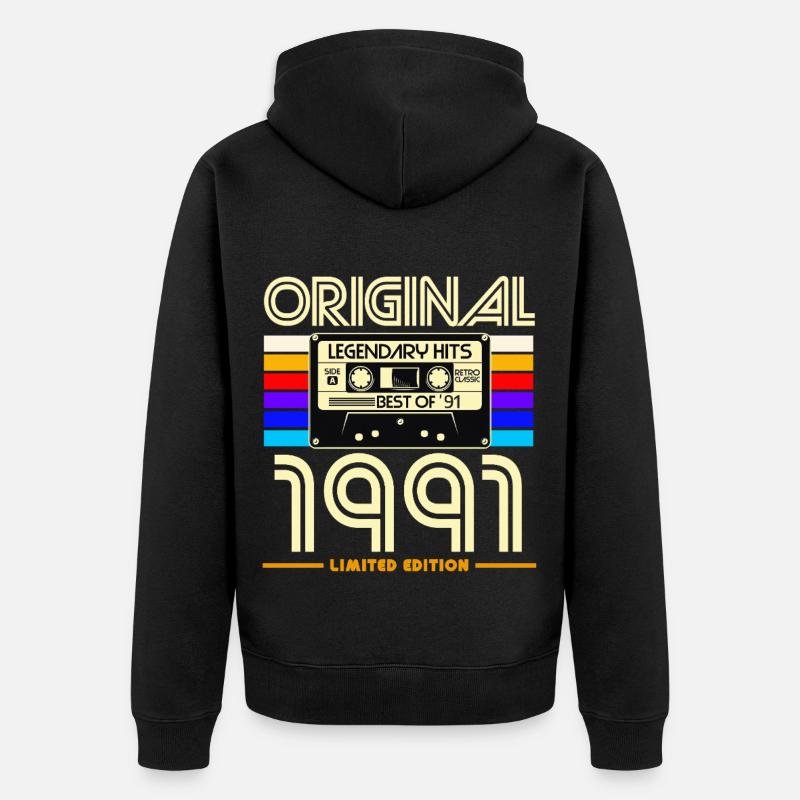 Cassette 1991 Édition Limité - Veste à capuche bio Premium Unisexe - noir