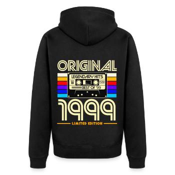 Originale limitierte Ausgabe von 1999 - Unisex Premium Bio Zip Hoodie - Schwarz - Hinten - Nico (187cm)