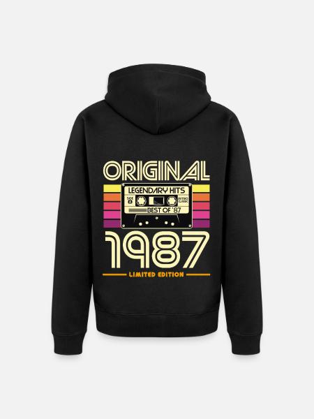 Original 1987 Cassette Retro - Unisex Premium Organic Zip Hoodie - black