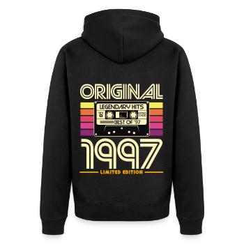 Original 1997 Limited Retro Cassette - Unisex Premium Organic Zip Hoodie - black - Back - Nico (187cm)
