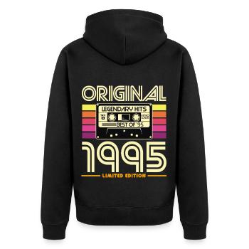 Original 1995 Vintage Cassette Tee - Veste à capuche bio Premium Unisexe - noir - Dos - Nico (187cm)