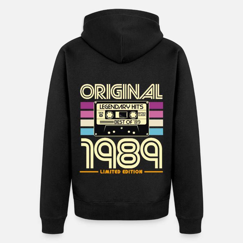 1989 Edition Limitée Cassette Retro - Veste à capuche bio Premium Unisexe - noir