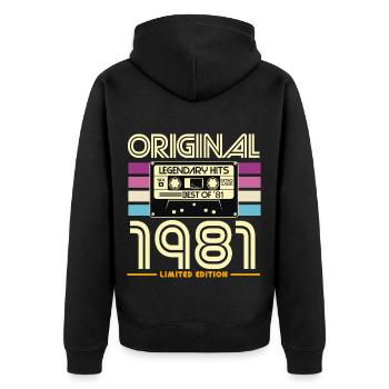 Original 1981 Retro Limited Edition - Unisex Premium Organic Zip Hoodie - black - Back - Nico (187cm)