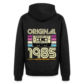 Original 1985 Cassette Retro Tee - Veste à capuche bio Premium Unisexe - noir - Dos - Nico (187cm)