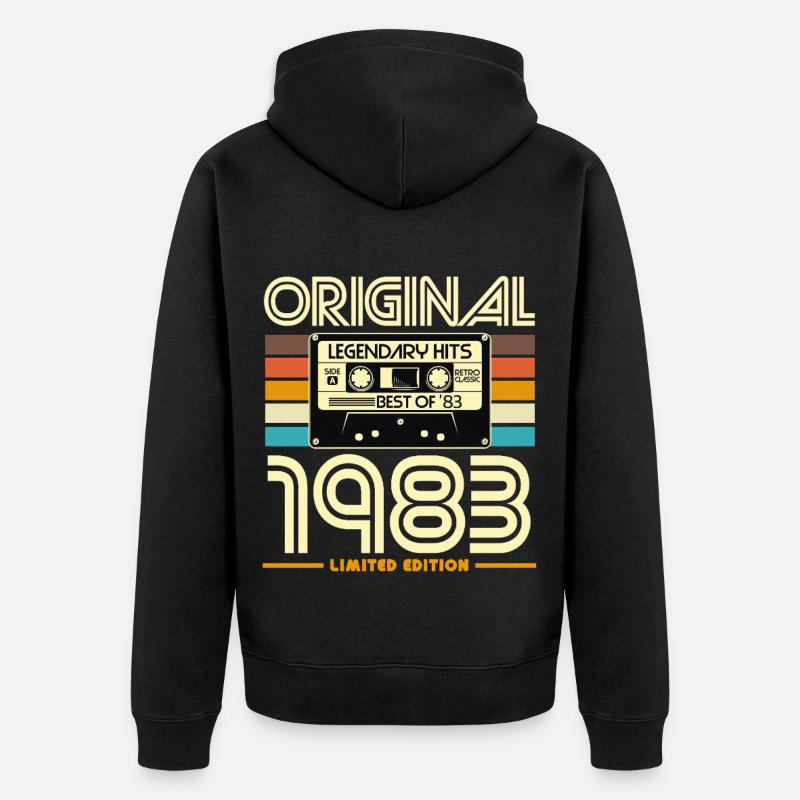 Original 1983 Retro Cassette - Veste à capuche bio Premium Unisexe - noir
