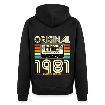 Original 1981 Limited Edition - Unisex Premium Organic Zip Hoodie - black - Back - Nico (187cm)