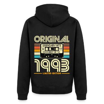 Original 1993 Edition Cassette - Unisex Premium Organic Zip Hoodie - black - Back - Nico (187cm)