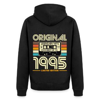 Original 1995 Limited Edition Retro Cassette - Unisex Premium Organic Zip Hoodie - black - Back - Nico (187cm)