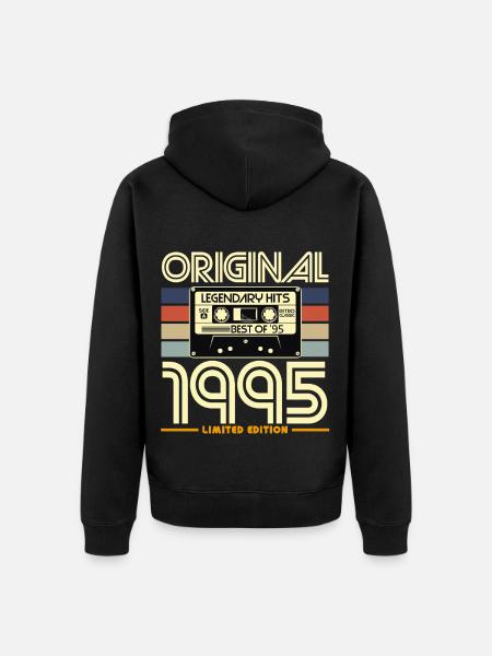 1995 Original Retro-Kassette - Unisex Premium Bio Zip Hoodie - Schwarz
