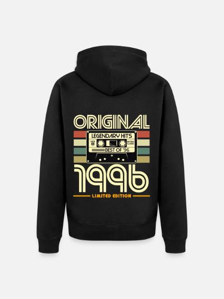 Original 1996 Nostalgia Cassette - Unisex Premium Organic Zip Hoodie - black