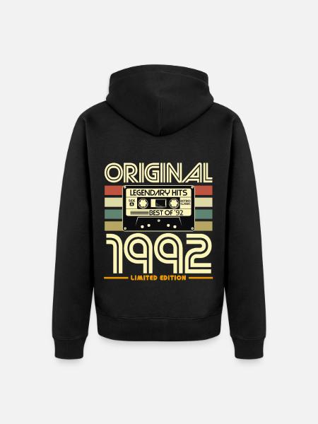 Original 1992 Cassette Limited - Unisex Premium Organic Zip Hoodie - black