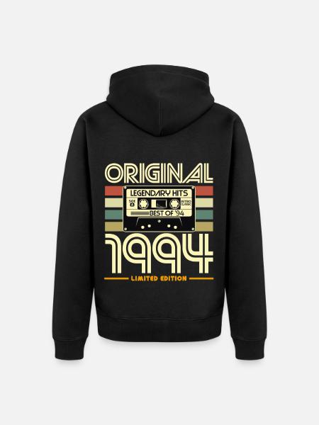 Original 1994 Nostalgia Cassette - Unisex Premium Organic Zip Hoodie - black