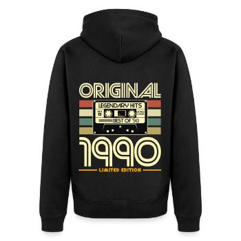 Original 1990 Rétro Cassette Édition - Veste à capuche bio Premium Unisexe - noir - Dos - Nico (187cm)