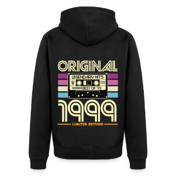 Originale limitierte Ausgabe von 1999 - Unisex Premium Bio Zip Hoodie - Schwarz - Hinten - Nico (187cm)