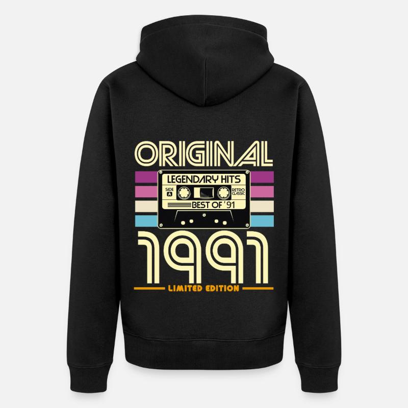 1991 Cassette Rétro Légende - Veste à capuche bio Premium Unisexe - noir