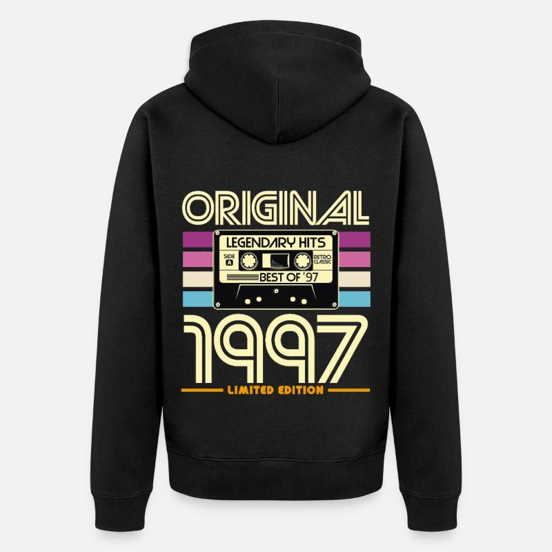 Original 1997 Cassette Rétro - Veste à capuche bio Premium Unisexe - noir