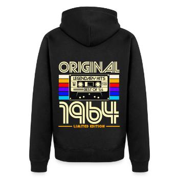 Original 1964 Retro Cassette - Unisex Premium Organic Zip Hoodie - black - Back - Nico (187cm)