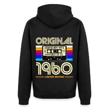 Original 1960 Cassette Vintage - Veste à capuche bio Premium Unisexe - noir - Dos - Nico (187cm)