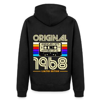 Originale 1968er Hits Limited Edition - Unisex Premium Bio Zip Hoodie - Schwarz - Hinten - Nico (187cm)