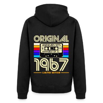 Original 1967 Limited Edition Retro - Unisex Premium Organic Zip Hoodie - black - Back - Nico (187cm)