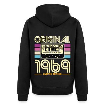 Vintage 1969 Limited Edition Cassette - Unisex Premium Organic Zip Hoodie - black - Back - Nico (187cm)