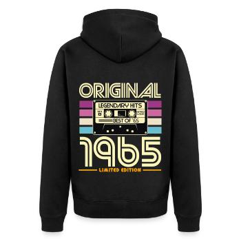 Original 1965 Limited Retro Cassette - Unisex Premium Organic Zip Hoodie - black - Back - Nico (187cm)
