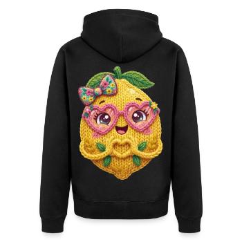 Zitrone Herzhände - Unisex Premium Bio Zip Hoodie - Schwarz - Hinten - Nico (187cm)