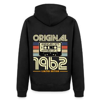 Original 1962 Limited Edition Cassette - Unisex Premium Organic Zip Hoodie - black - Back - Nico (187cm)