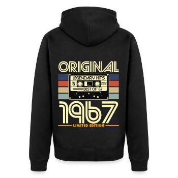 Original 1967 Cassette Retro Edition - Unisex Premium Organic Zip Hoodie - black - Back - Nico (187cm)