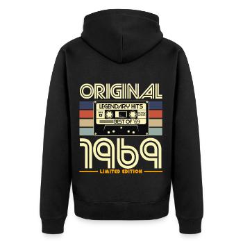Original 1969 Limited Edition - Unisex Premium Bio Zip Hoodie - Schwarz - Hinten - Nico (187cm)