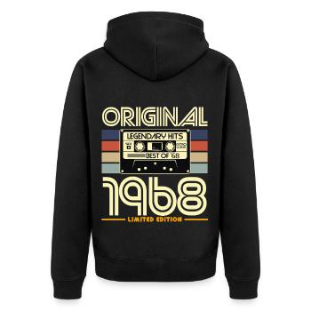 1968 Vintage Cassette Edition - Unisex Premium Organic Zip Hoodie - black - Back - Nico (187cm)