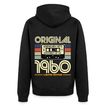 Originale Retro-Kassette der 1960er Jahre - Unisex Premium Bio Zip Hoodie - Schwarz - Hinten - Nico (187cm)