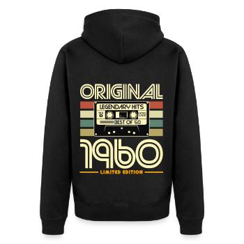Original 1960 Retro Cassette - Veste à capuche bio Premium Unisexe - noir - Dos - Nico (187cm)