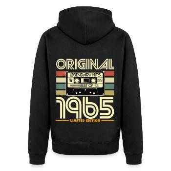 Original-Hits-Kassettenausgabe von 1965 - Unisex Premium Bio Zip Hoodie - Schwarz - Hinten - Nico (187cm)