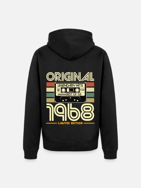 Original 1968 Cassette Retro Edition - Unisex Premium Organic Zip Hoodie - black