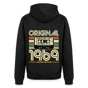 Original 1969 Rétro Cassette - Veste à capuche bio Premium Unisexe - noir - Dos - Nico (187cm)