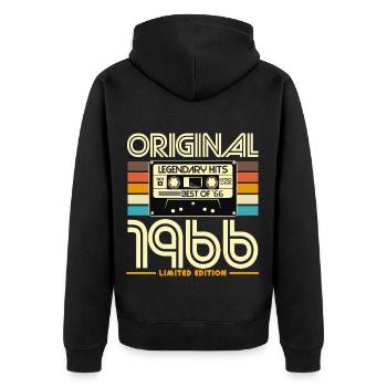 1966 Retro Legends Cassette - Unisex Premium Organic Zip Hoodie - black - Back - Nico (187cm)